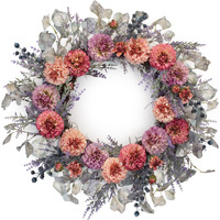 Mixed Zinnia Floral Wreath 24"D