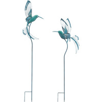 Iron Metal Hummingbird Garden Stake (Set of 2)