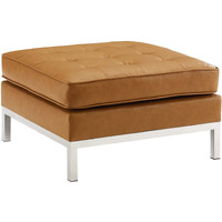 Loft Tufted Upholstered Faux Leather Ottoman