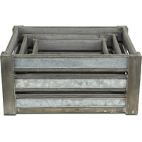 Eudora Set of 3 Metal Accented Gray Crates