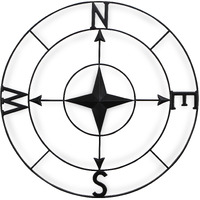 Lowell Black Round Metal Wall Compass