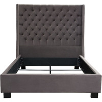 Park Avenue Queen Tufted Bed with Vintage Wing in Smoke Grey Velvet by Diamond Sofa