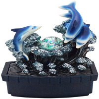 Eci 11 Inch Dolphin Tabletop Water Fountain, LED Light, Painted Multicolor
