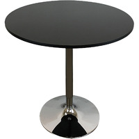 Mari 36 Inch Counter Height Table, Black Round Top and Stainless Steel Base