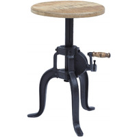 Global Archive Industrial Solid Wood and Iron Crank Table