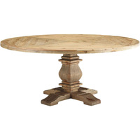 Column 71" Round Pine Wood Dining Table - Brown