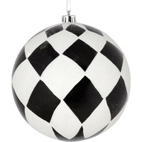 6" Black Ball White Diamond Glitter 3/Bx