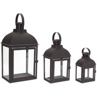 Lantern (Set of 3) 7.5"-14"H Iron/Glass