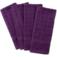 DII Solid Eggplant Windowpane Terry Dishtowel (Set of 4)