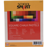 School Smart Square Chalk Pastels, Assorted Colors, Set of 24