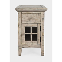 Rustic Shores Distressed Acacia USB Charging Chairside End Table