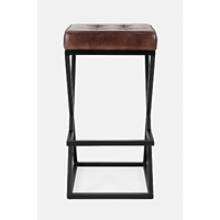Brooks Distressed Modern Leather Backless Stool