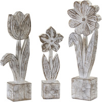 Potted Floral (Set of 3) 10.5"H, 12.75"H, 14.25"H Resin/Stone Powder