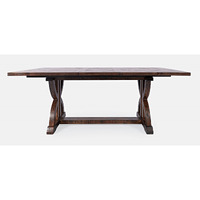Fairview Transitional Herringbone Distressed Acacia Extension 78" Dining Table
