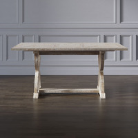 Fairview Transitional Herringbone Distressed Acacia Counter Height 78" Dining Table
