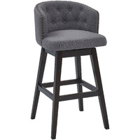 Celine 26" Counter Height Wood Swivel Tufted Barstool in Espresso Finish with Grey Fabric
