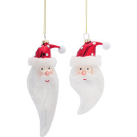 Santa Head Ornament (Set of 6) 6.25"H, 7"H Glass