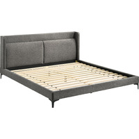 Legend Gray Fabric Eastern King Platform Bed with Black Metal Legs