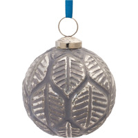 Etched Leaf Glass Ball Ornament (Set of 6)