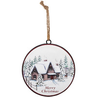 Woodland Winter Cabin Disc Ornament (Set of 12)