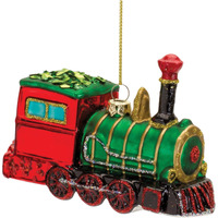 Glittered Glass Train Ornament (Set of 6)
