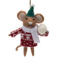 Wool Mouse with Sweater Ornament (Set of 12)