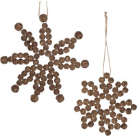 Wood Bead Snowflake Ornament (Set of 12)