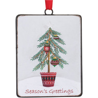 Seasons Greetings Pine Tree Ornament (Set of 12)