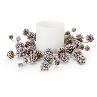 Flocked Pine Cone Candle Ring (Set of 2)