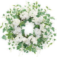 Hydrangea and Ivy Leaf Wreath 21.5"D