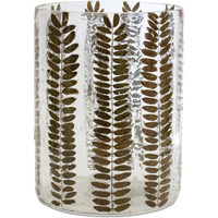 Dried Leaf Glass Candle Holder 8"H
