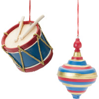 Toy Drum and Top Spinner Ornament (Set of 12)