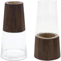 Tapered Glass Vase with Wood Accent (Set of 2)