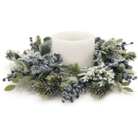 Frosted Blueberry Pine Candle Ring 18"D