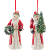 Santa with Cardinal Bird Ornament (Set of 6)