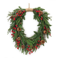Mixed Pine Cone Berry Wreath 30"H