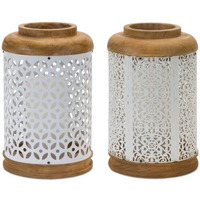 Geometric Punched Metal Lantern (Set of 2)