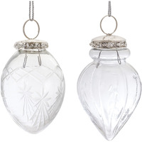 Etched Glass Teardrop Ornament (Set of 6)