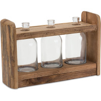 Bottle Vases in Wood Stand 15"L