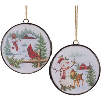 Woodland Snowman Disc Ornament (Set of 12)