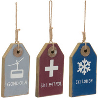 Wood Ski Tag Ornament (Set of 12)
