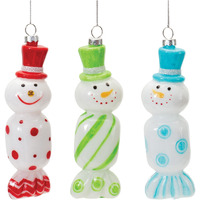 Glass Snowman Candy Ornament (Set of 12)