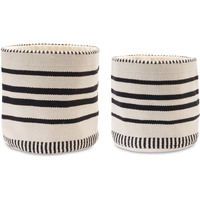 Striped Woven Cotton Basket (Set of 2)
