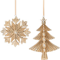 Glittered Pine Tree and Snowflake Ornament (Set of 12)