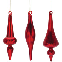 Ribbed Glass Finial Ornament (Set of 12)