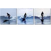 Baxton Studio Surf Silhouettes Mounted Photography Print Triptych