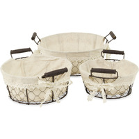 Raphina Set of 3 Lined Wire Trays - Round