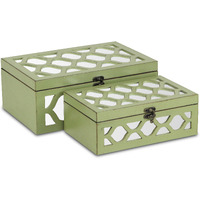 Serapha Set of 2 Mirror Overlayed Boxes - Green