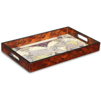 Emerson Wood Glass Topped Terrarum Map Tray