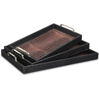 Aelon Set of 3 Vinyl Faux Alligator Skin Wood Trays